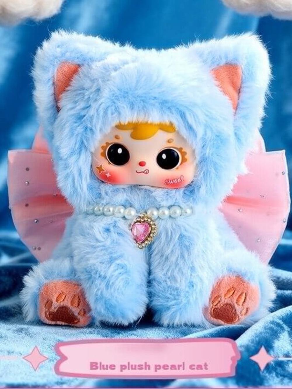 Samuel “Blue Pearl” Plush Velvet Rainbow Meow Series Blind Box Bag Charm